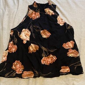 a new day Black and Orange Floral High Neck Tank